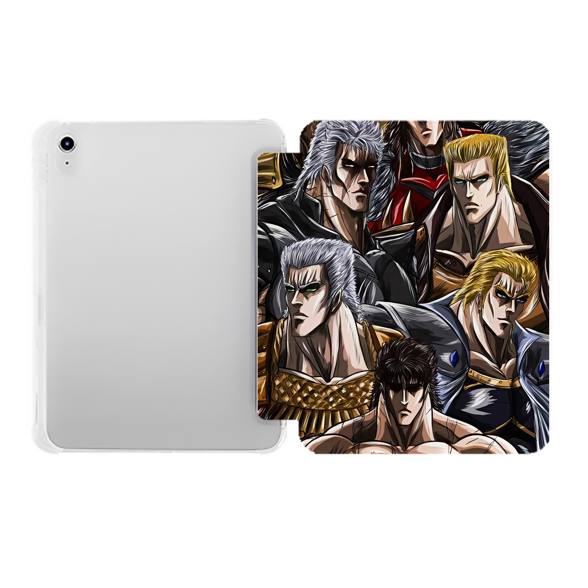 （画像用） 北斗の拳 Fist of the North Star IPad ケース ペン収納付き 三つ折りスタンド PUレザー×シリコン 対応機種9.5/10.5/10.9インチ